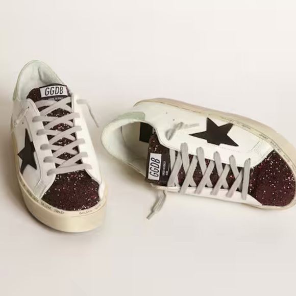 Golden Goose White Hi-Star sneakers with glittery insert and black star - Picture 5 of 16